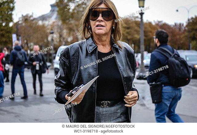 PARIS, France- October 2 2018: Carine Roitfeld on the street during the Paris Fashion Week