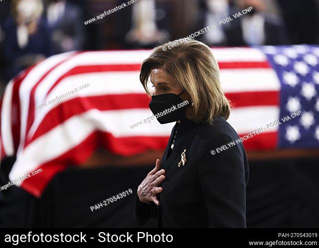 U.S. House Speaker Nancy Pelosi (D-CA) walks past the casket of former U.S. Senate Majority Leader Harry Reid, who died December 28