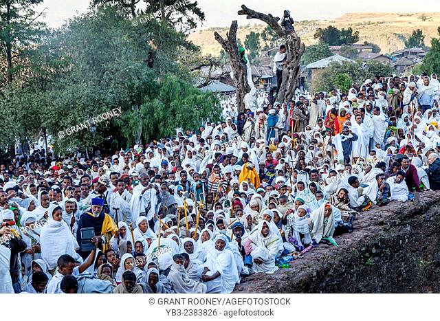 Christian Pilgrims Dressed In White, Watch The Christmas Day Celebrations At Beite Maryam Church, Lalibela, Ethiopia