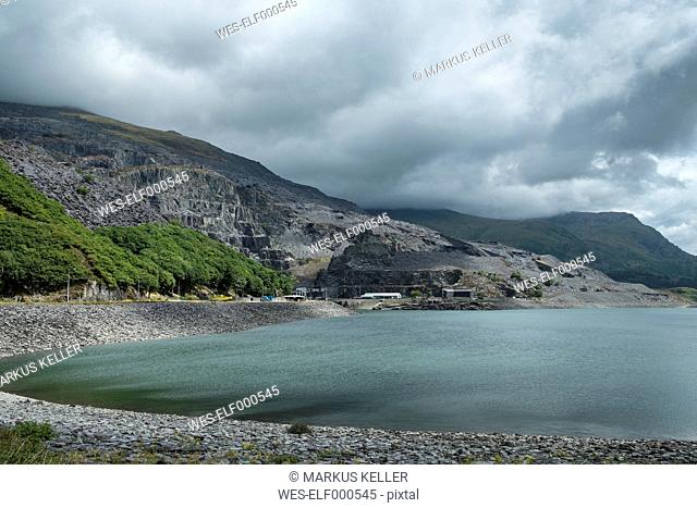 UK, Wales, Schist quarry at lake Llyn Peris