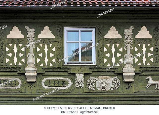 Details on Jörg Hofmann House, built in 1689 in the Renaissance style, Zeil am Main, Lower Franconia, Bavaria, Germany