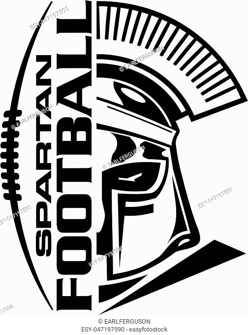 spartan football team design with helmet and laces for school, college or league