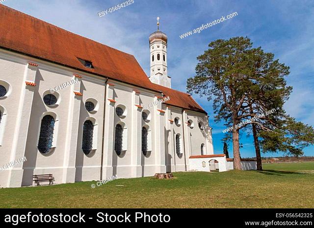 St. Coloman pilgrimage church, Allgau region near famous Castle Neuschwanstein, Bavaria, Germany