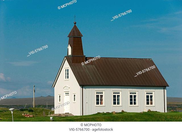 Europa, Island, Iceland, Reykjanes Halbinsel, Kirche, Strandarkirkja, Kirche der Seeleute, Strandkirche - Island, 27/06/2009