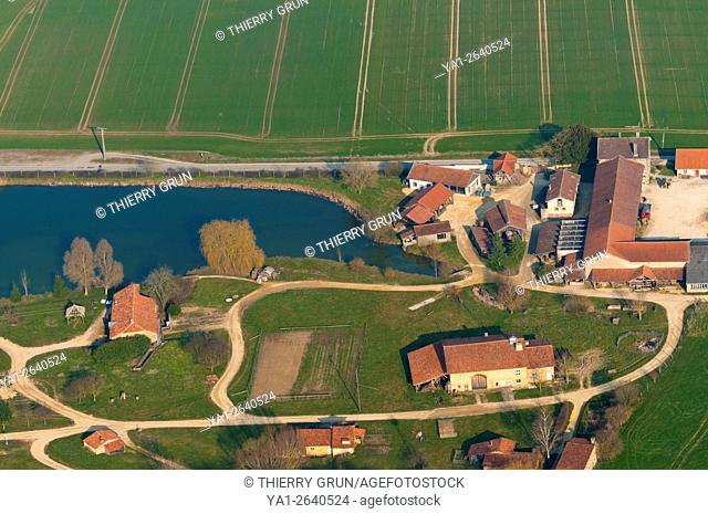 France, Meuse (55), Azannes, old craft village (aerial view)