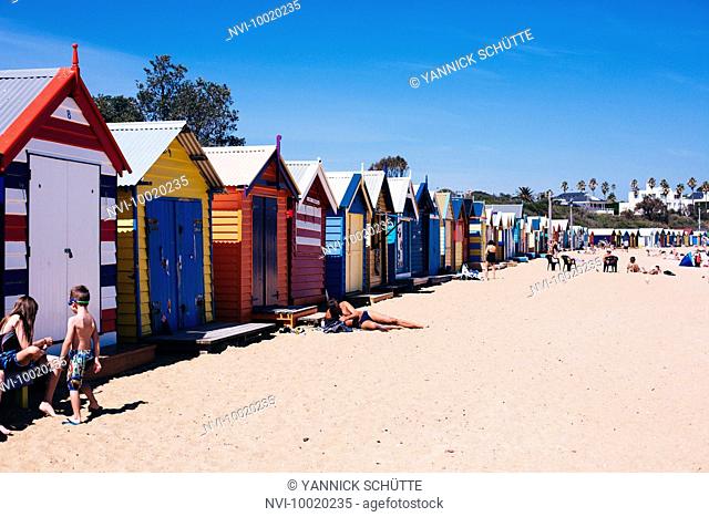 Colourful beach huts at Brighton Beach, Melbourne, Australia