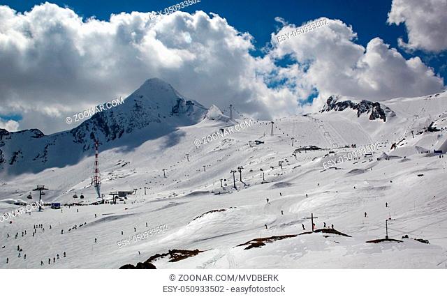 Overview of Austrian ski resort in the Alps of Austria