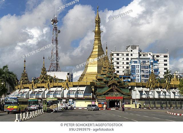 Sule Pagoda in Yangon or Rangoon, Myanmar, Asia
