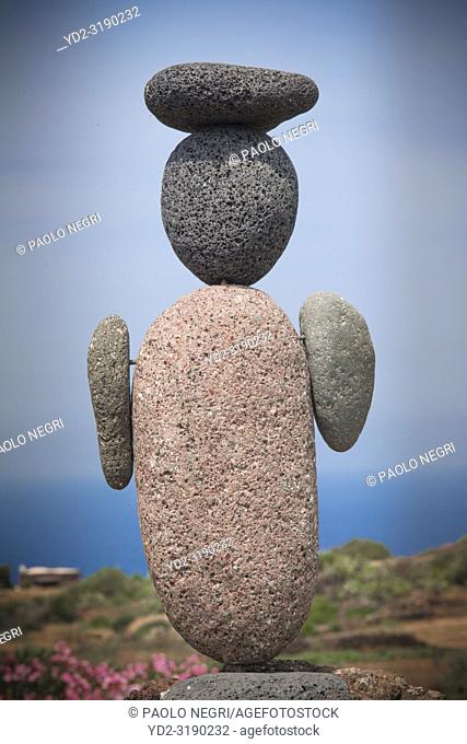 stone sculpture made from lavic rock details of dammuso island of Pantelleria, Sicily, Italy