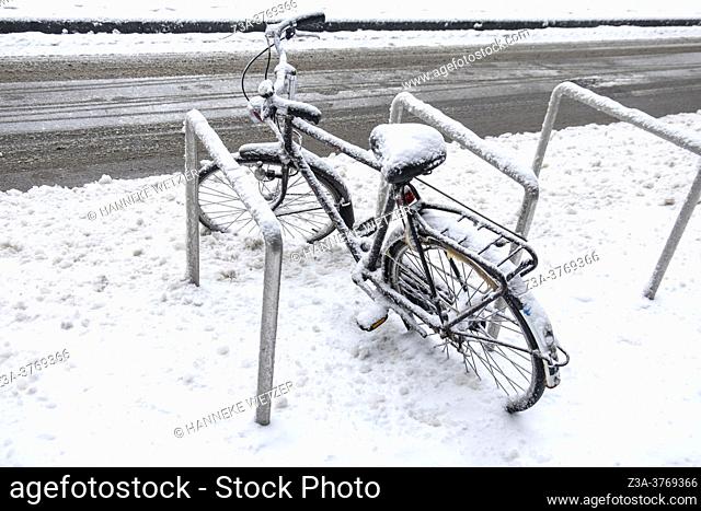 Undersnowed bicycles, Eindhoven, The Netherlands, Europe
