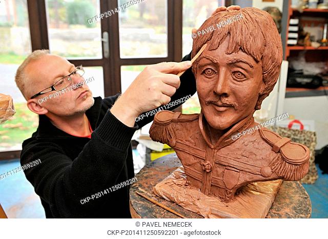 Sculptor Vaclav Cesak is finishing bust of Paul McCartney (pictured) and George Harrison for private rock museum in Basel in Switzerland