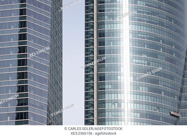 Torre Espacio and Torre de Cristal. Cuatro Torres Business Area (Four Towers Business Area). Paseo de la Castellana. Madrid. Spain