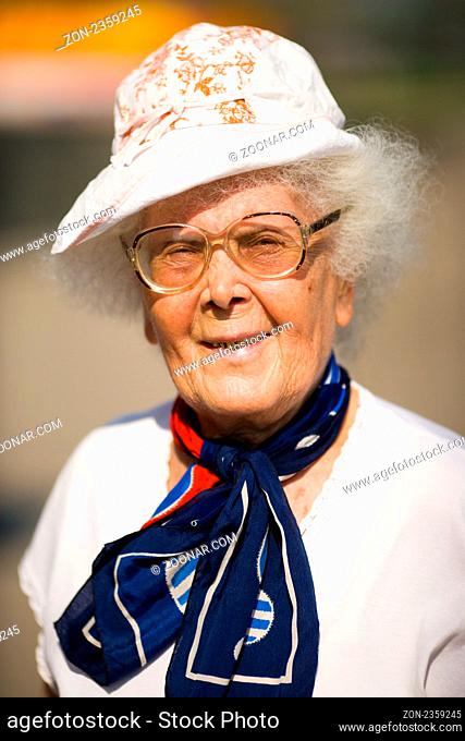 86 years old pensioner woman sunny portrait