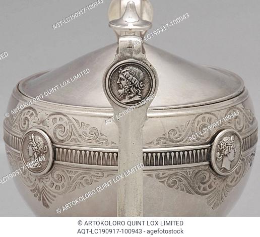 sugar bowl with lid for the Medallion pattern tea and coffee service, George Wilkinson, Designer (American, born British, 1819-1894)