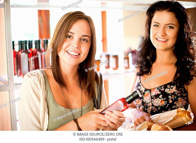 Women shopping in grocery store