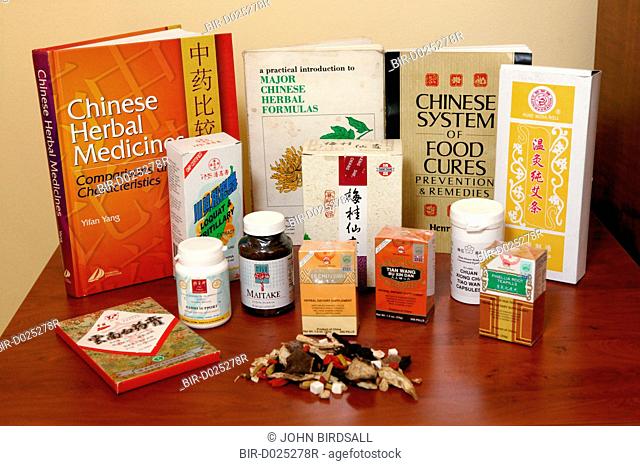 Selection of Chinese herbal medicine books and products