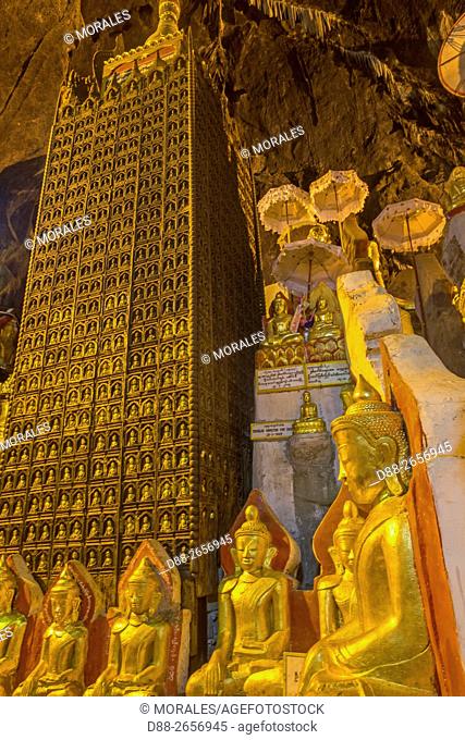 Myanmar, Shan state, Inle lake, Pindaya cave with more than 8000 statues of buddha