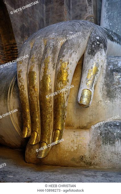 Buddha, Statue, Wat Si Chum, Sukhothai, Historical Park, Sukhothai, Thailand, Asia, hand