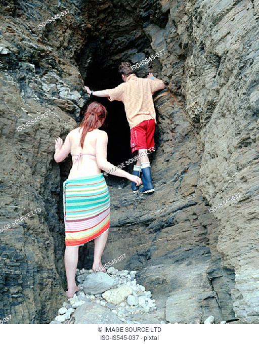 Exploring a cave