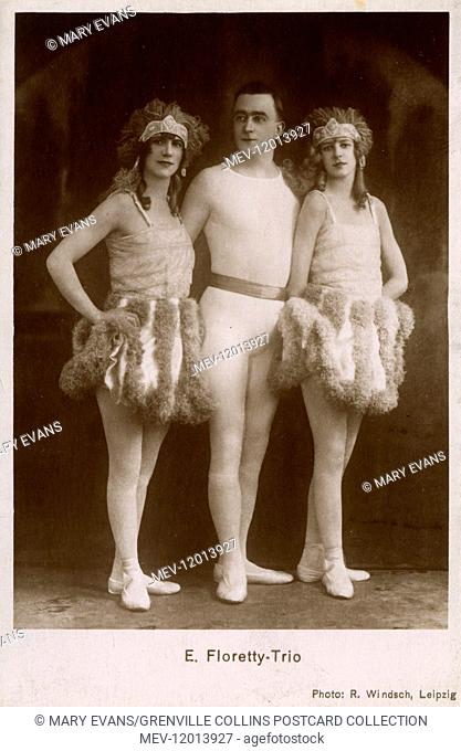 The E Floretty Trio - German Acrobatic Entertainers. A popular Trapeze Circus Act