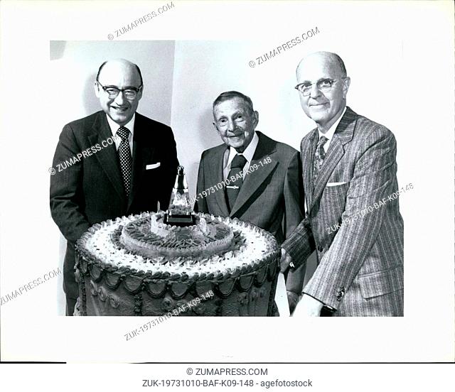 Oct. 10, 1973 - CENTENARY CELEBRATION. Dr. William D. Coolidge, famed inventor of the ductile tungsten used for filaments in virtually all electric lamps and of...
