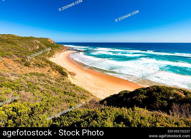 The view from Castle Cove Lookout along the Great Ocean Rd near Apollo Bay in Victoria, Australia