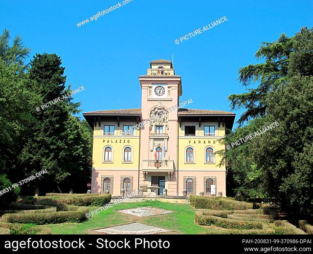 12 August 2020, Italy, Predappio: The present town hall of Predappio, Palazzo Varano, in Emilia-Romagna. The Italian dictator was born in the town in 1883
