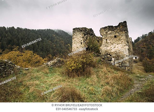Borjomi, Samtskhe-Javakheti, Georgia. Famous Local Landmark Is Gogia Fortress In Autumn October Day