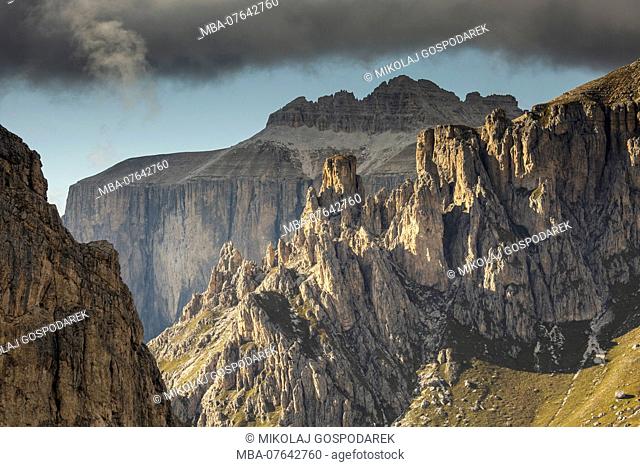 Europe, Italy, Alps, Dolomites, Mountains, Sella - Passo Pordoi