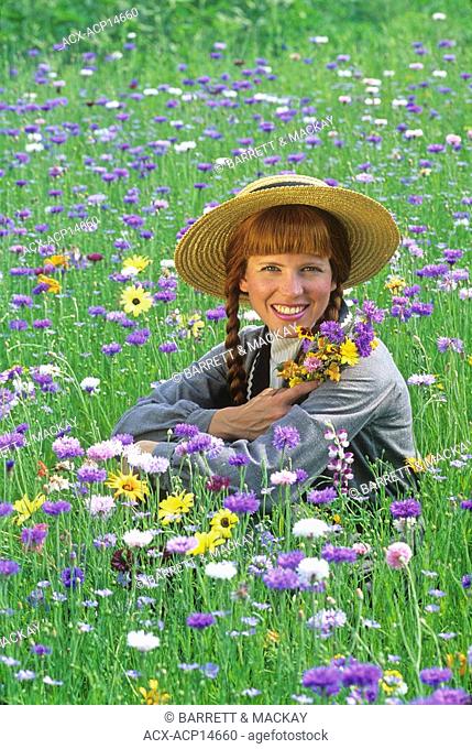 Anne of Green Gables in field of flowers, Lisa Wey