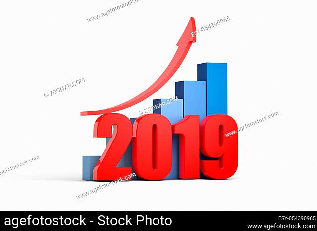 chart and arrow with 2019 , business concept