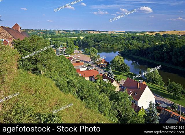 View from the castle Wettin on the Saale, Saxony-Anhalt, Germany