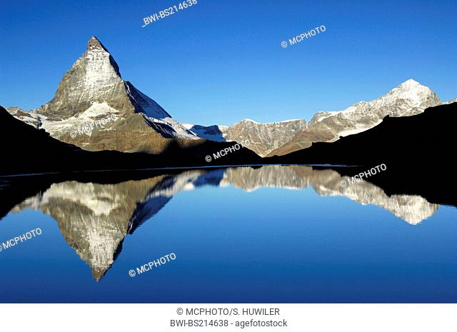 Matterhorn mirroring in Riffelsee, Switzerland, Valais