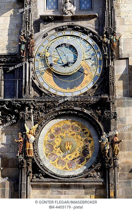 Astronomical Clock on Old Town Hall, Prague, Bohemia, Czech Republic