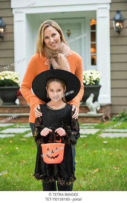 Girl dressed as witch