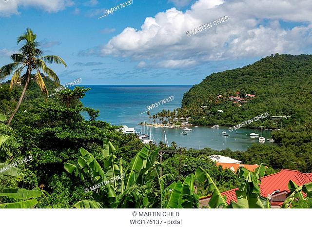 The tropical and very sheltered Marigot Bay, St. Lucia, Windward Islands, West Indies Caribbean, Central America