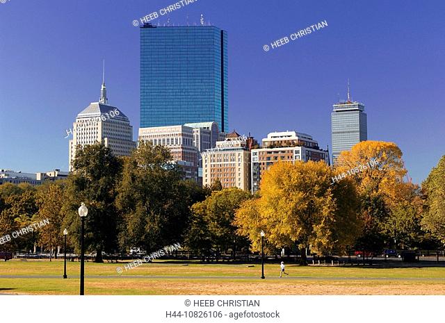Boston Common, autumn, skyline, Boston, Indian summer, Massachusetts, USA, America, United States