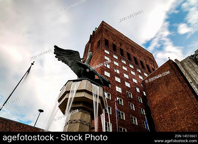 Oslo, Norway - August 11, 2019: Oslo City Hall. It houses the city council. It is the seat of the ceromony of Nobel Peace Prize every year