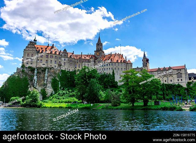 Sigmaringen, BW / Germany - 12 July 2020 : panorama view of the Hohenzollern Castle Sigmaringen
