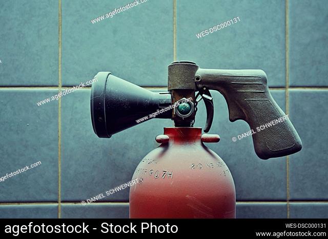 Germany, Bavaria, old fire extinguisher