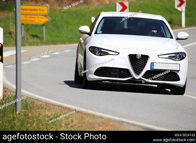 Alfa Romeo Giulia on a country road in Germany
