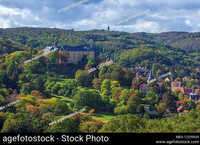 Great Castle, view from the grandfather rock, Blankenburg, Harz, Saxony-Anhalt, Germany, Europe