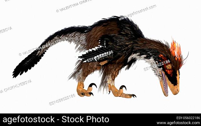 3D rendering of a dinosaur Deinonychus Antirrhopus isolated on white background