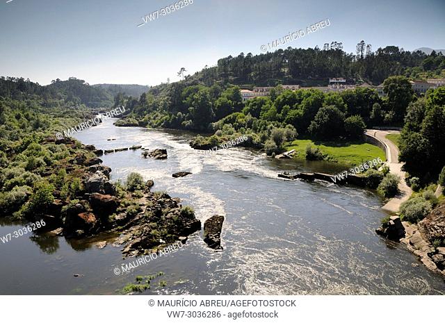 Minho river near Melgaço, between Portugal and Spain. Portugal
