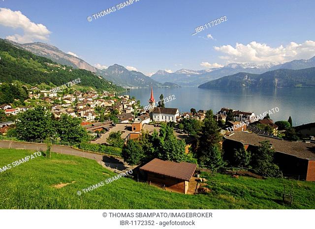 Weggis by Lake Lucerne, a popular holiday destination, Canton of Lucerne, Switzerland, Europe
