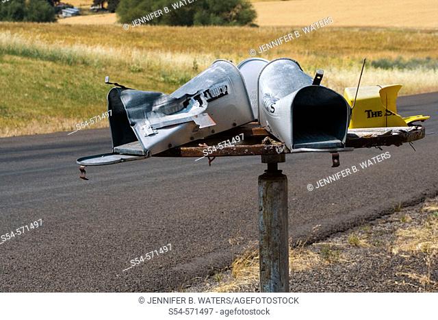 Smashed mailboxes in the rural Palouse farming area of Eastern Washington