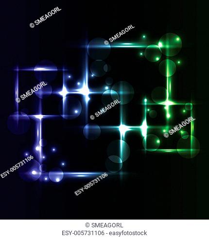 Abstract background, set square bubbles with light effects