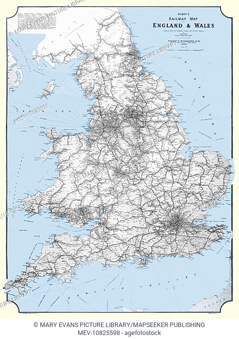 Mid 19th Century Aireys Railway Map of England and Wales 1