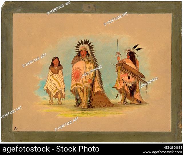 A Sioux Chief, His Daughter, and a Warrior, 1861/1869. Creator: George Catlin