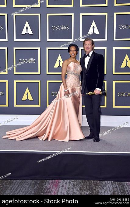 Regina King and Brad Pitt (best supporting actor in 'Once Upon a Time in Hollywood') in the press room of the 2020 / 92nd Annual Academy Awards Academy Awards...